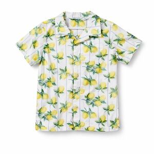 Janie and Jack Boys Size 6 Lemon Print Button Down Shirt Resort Easter Spring